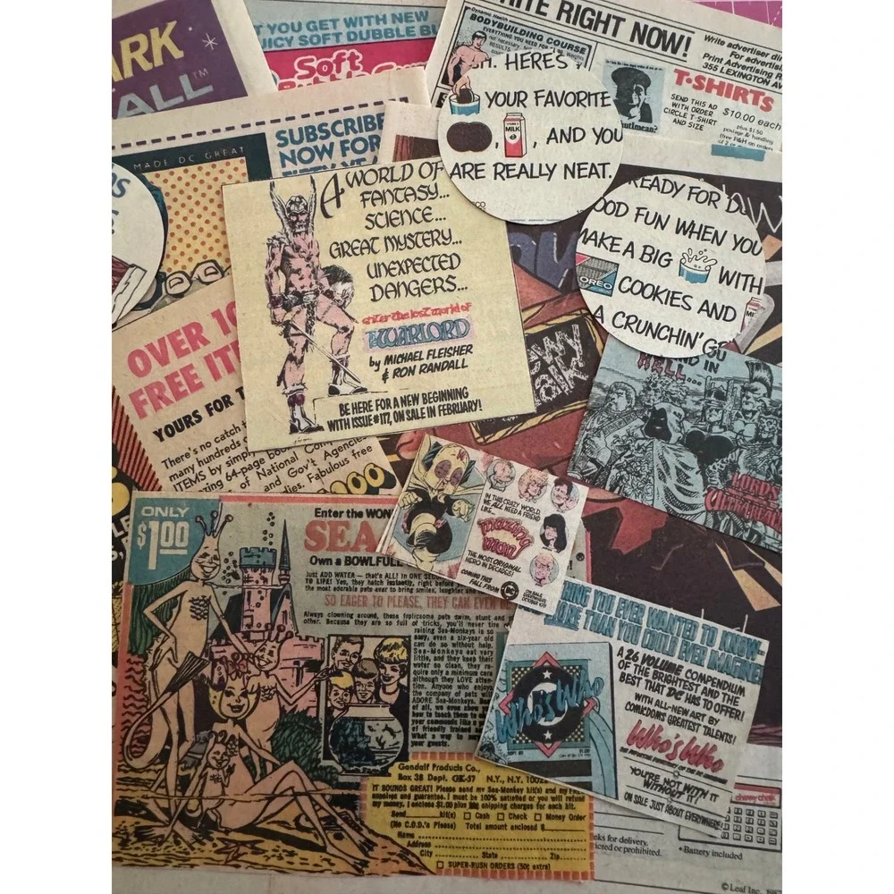 Vintage Comic Book Ad Ephemera Bundle Junk Art Journal Sea-Monkeys Retro 80s